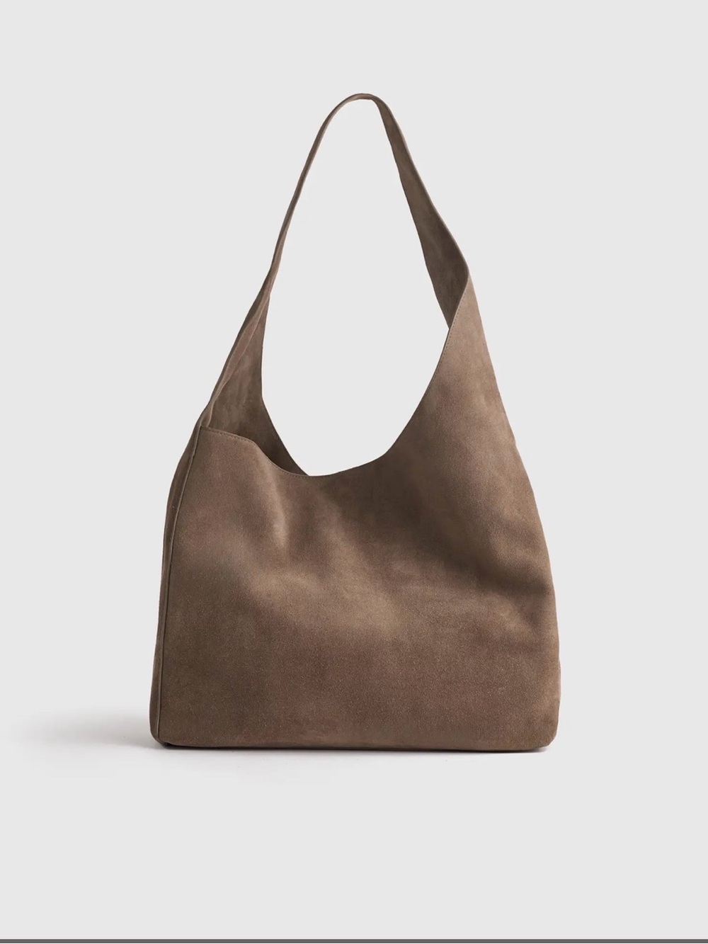 Quince Italian Suede Slouchy Shoulder Bag Pebble NWT